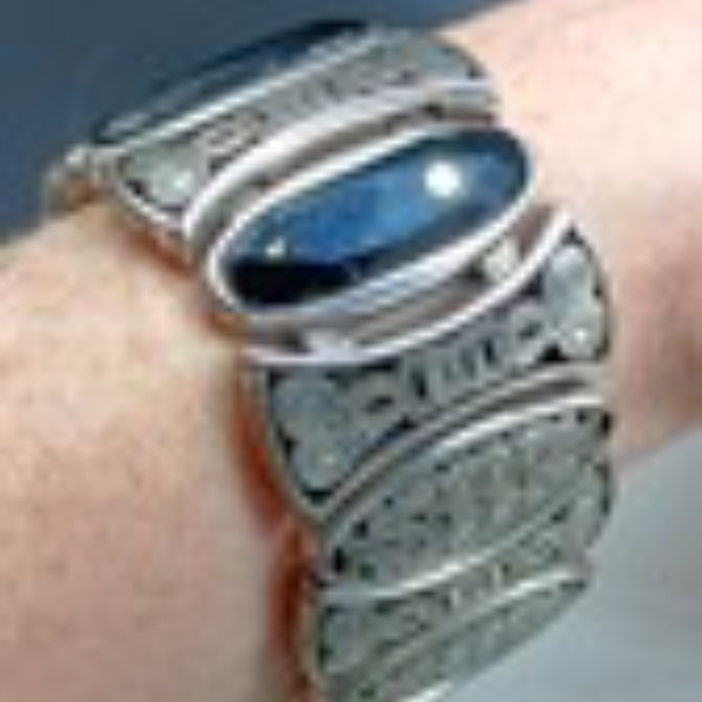 Brighton Wide Black Faceted Filigree Pattern Bracelet - Picture 7 of 10